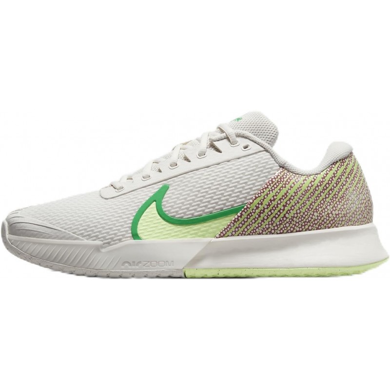 Chaussures de tennis pour terrain dur NikeCourt Air Zoom Vapor Pro 2 Premium pour Homme (FJ2059-001, Fantôme/Vert stade/À peine 