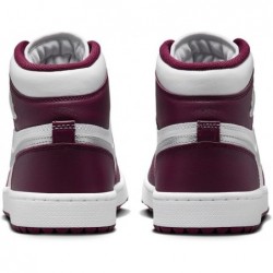 Chaussures de golf NIKE Air Jordan I High G pour homme (DQ0660-103, blanc/bordeaux/argent métallique)