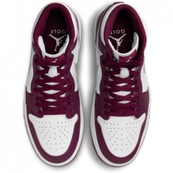 Chaussures de golf NIKE Air Jordan I High G pour homme (DQ0660-103, blanc/bordeaux/argent métallique)