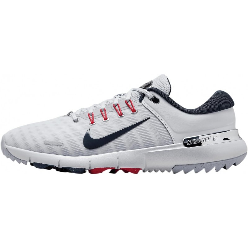 Chaussures de golf Nike Free Golf pour homme (FZ8795-001, Platine pur/Cramoisi clair/Gris loup/Bleu marine armurerie)