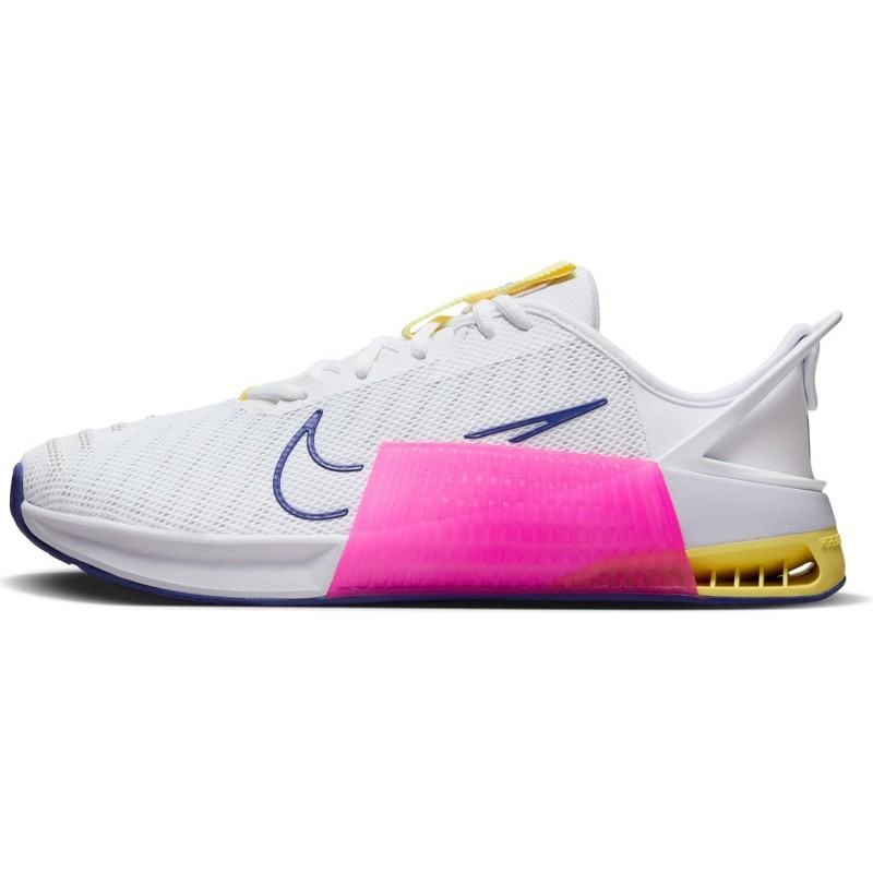 Chaussures d'entraînement Nike Metcon 9 EasyOn pour homme (DZ2615-102, blanc/bleu royal foncé/rose féroce/blanc)