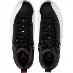 Chaussures de golf NIKE Jordan 12 Low Retro pour homme Noir/Blanc-Rouge Varsity DH4120-010