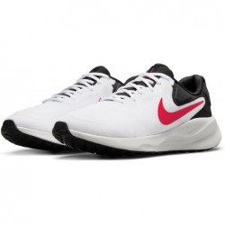 Chaussures de course sur route Nike Revolution 7 pour homme (FB2207-102, blanc/rouge feu-noir-poussière photonique)